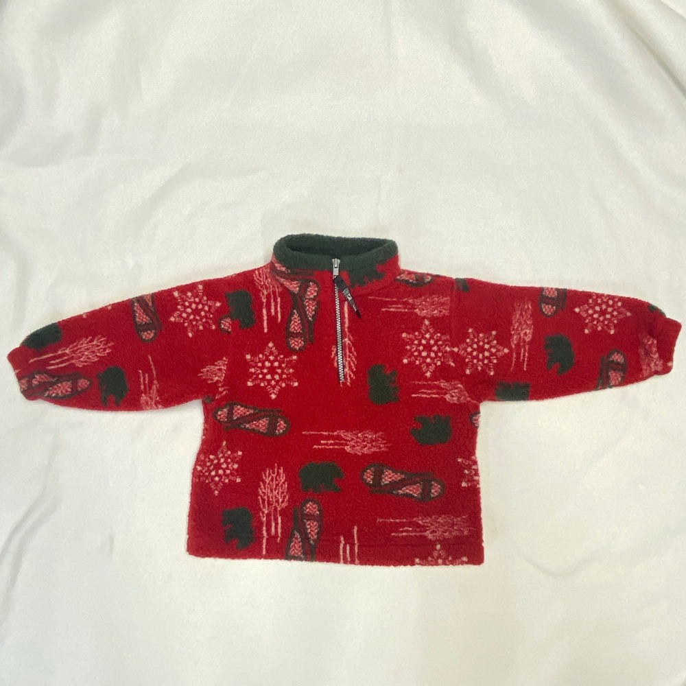 Cherry Tree‎ Red Fleece 1/4 Zip Pullover Sweater 3T Kids Winter Vintage